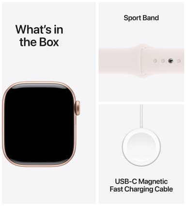 Apple Watch S10 42mm GPS (ruusukulta alum./punanhäivä Sport Band) S/M